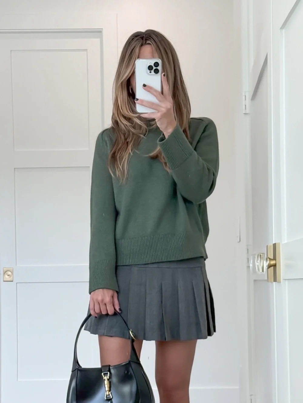Women's Dark Green Knit Sweater - Picture 1 of 3